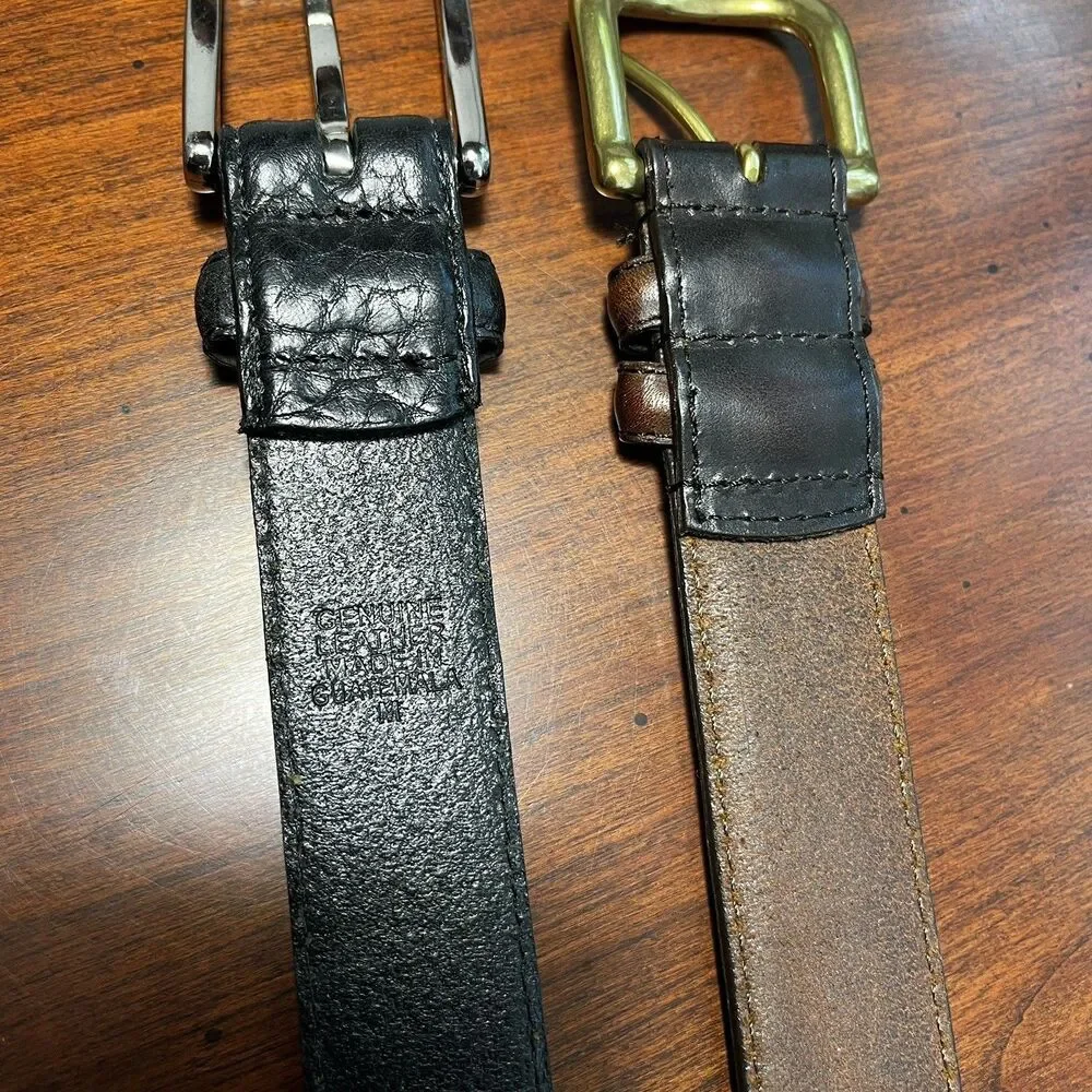 Set of two men’s full grain Leather belts Dockers Brown Size 36/90 &dark brown M